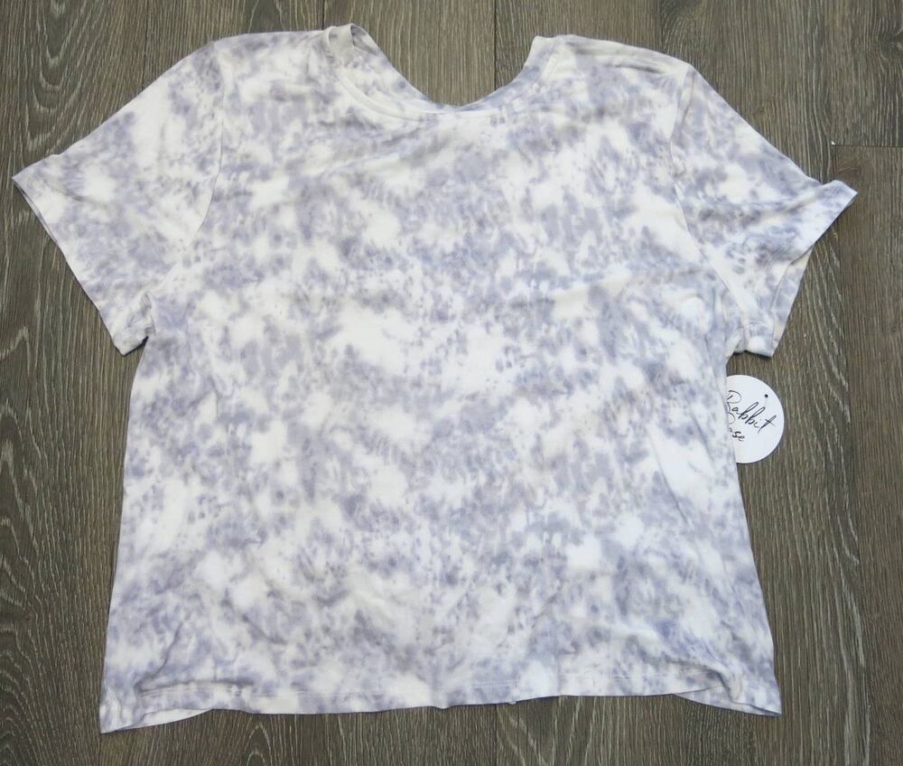 RABBIT ROSE *NWT* Crop Top Size XL Women Summer Lace Up Purple Tie Dye Boho